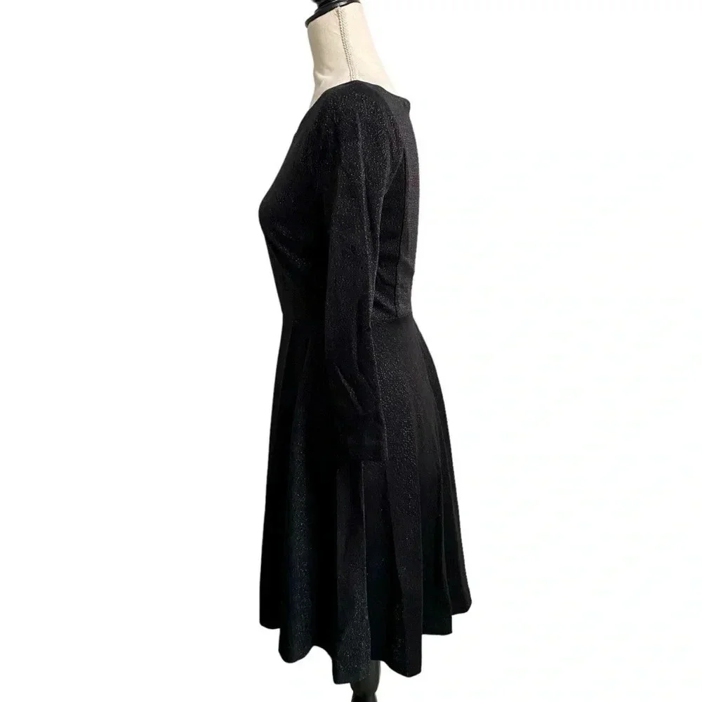 Kate Spade Sparkle Ponte Black Fit Flare Cocktail Dress Size 0
